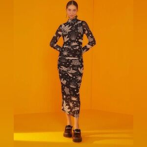 FARM Rio Black & White Cerrado Sky Tulle Dress Sz Small